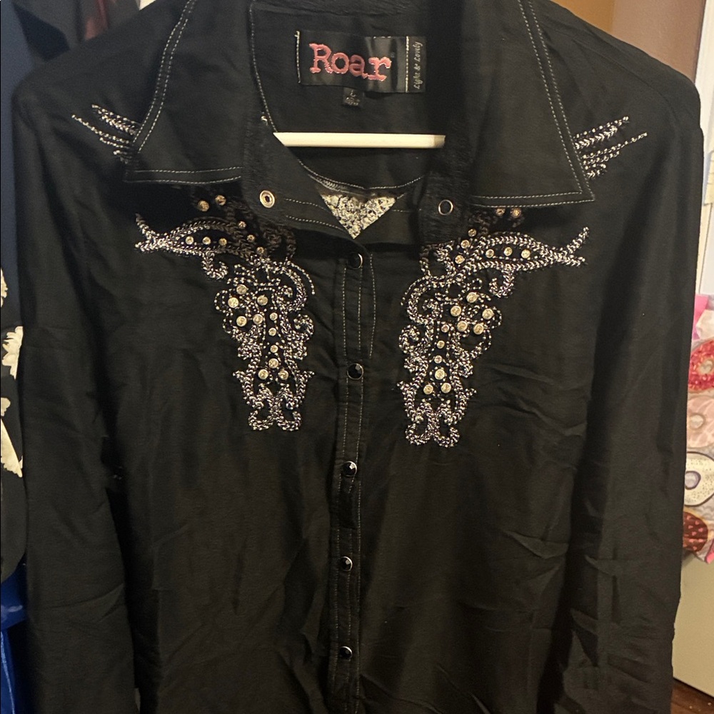 Roar Black Shirt with Embellished Design